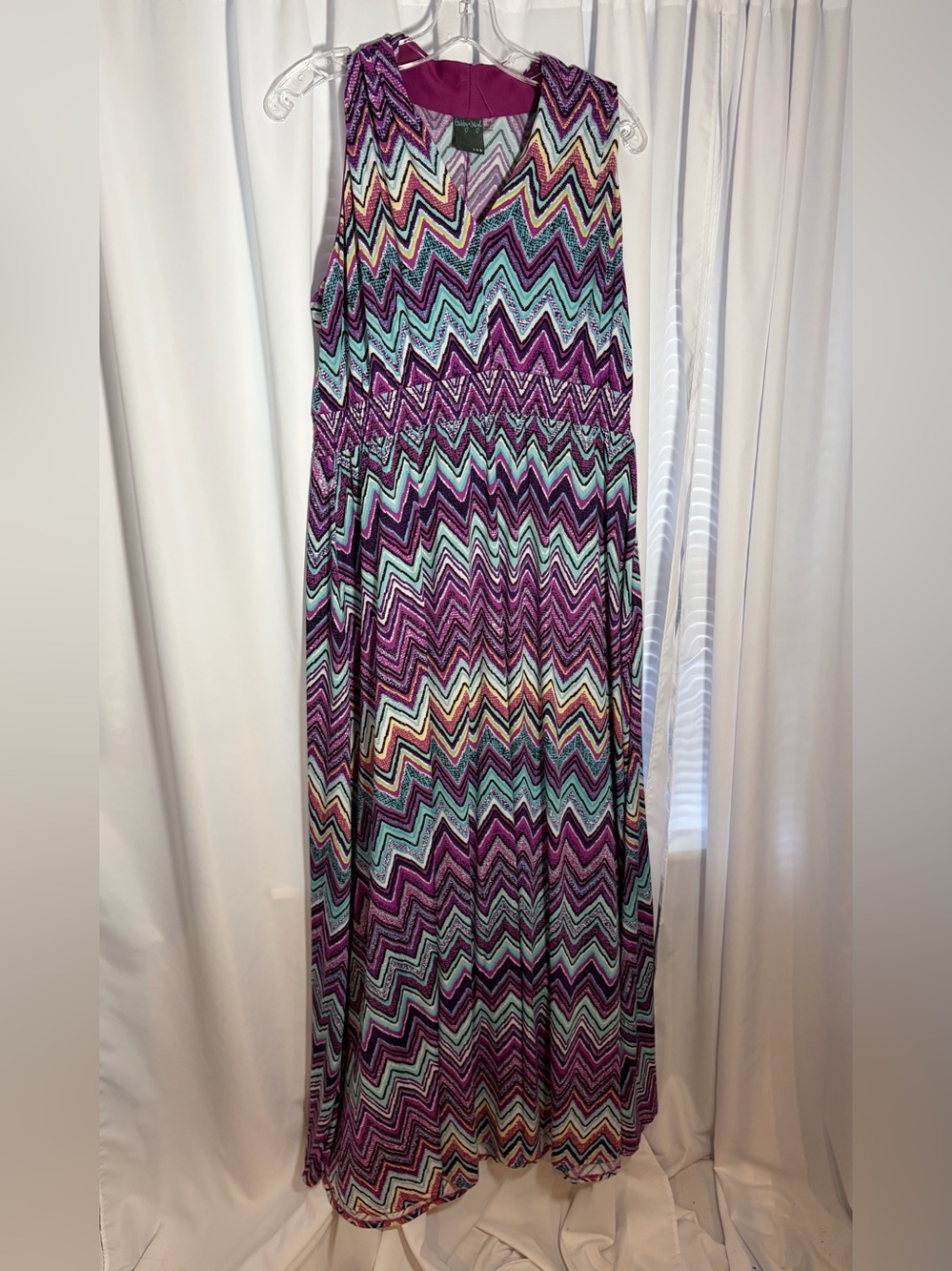 GABBY SKYE Purple & Turquoise Zig Zag Maxi Dress size 14